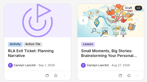 Kira platform view of reading and language arts exit tickets